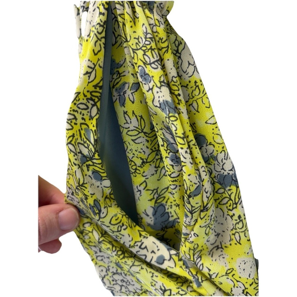 Anthro Maeve Galen Floral Dress Yellow Blue Boho Mini Sz S Pockets Sheer Coastal - Picture 12 of 16